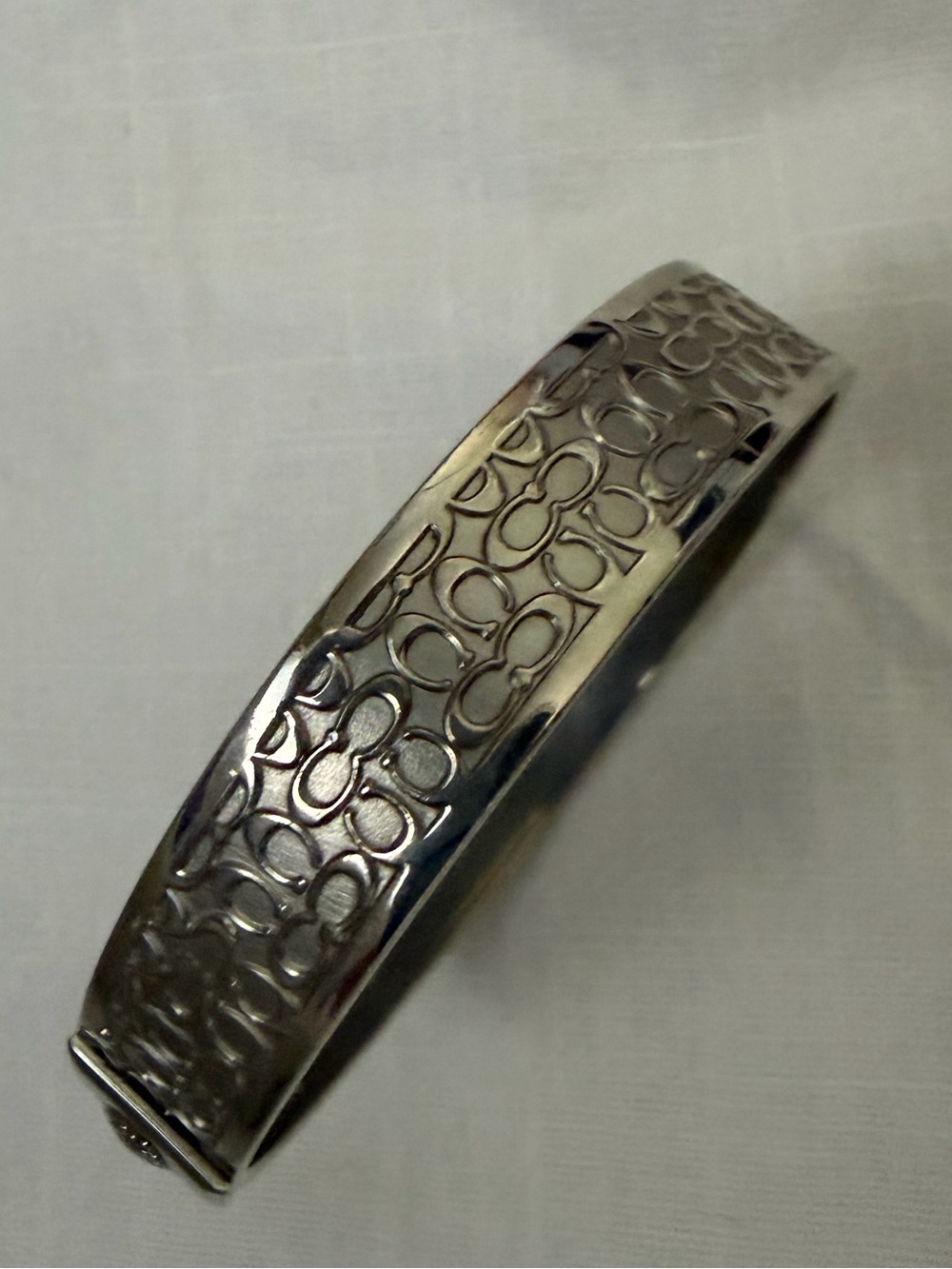 Coach Signature C Silver Tone Bangle Bracelet